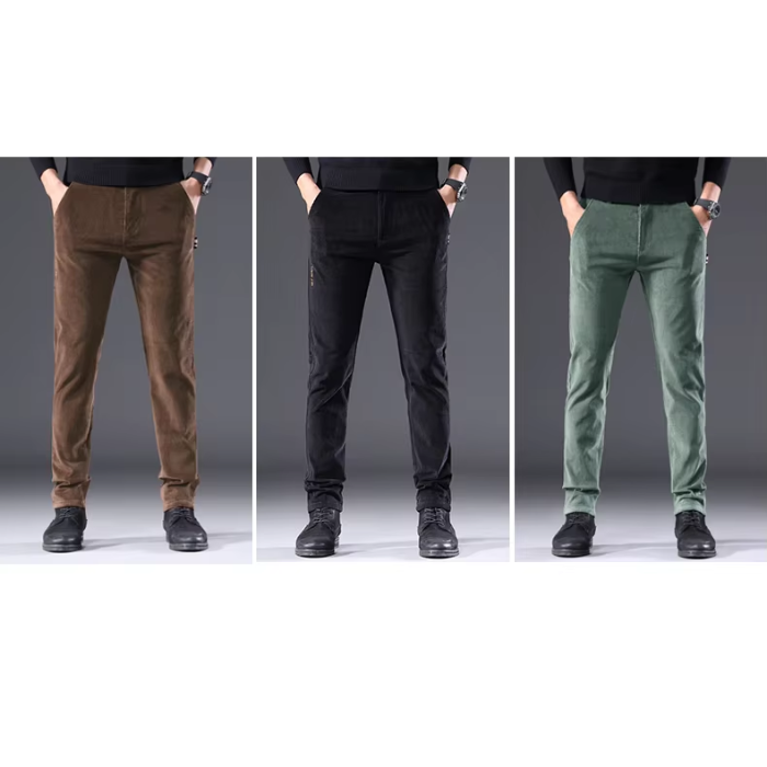 Comfortabele corduroy broek met fleece voering en thermische isolatie voor heren | Ideaal voor herfst/winter