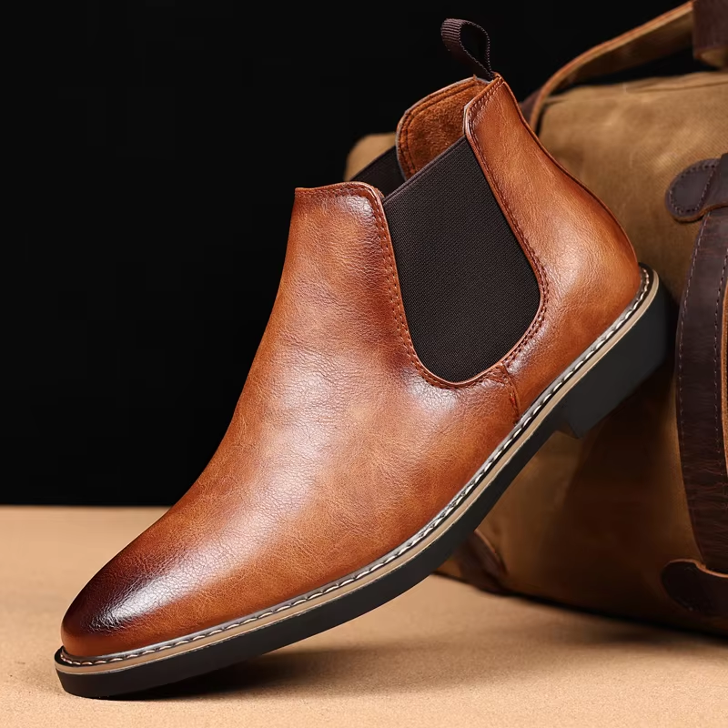 Glanzende Chelseaboots Met Elastische Zijde Voor Mannen | Ideaal voor Herfst/Winter