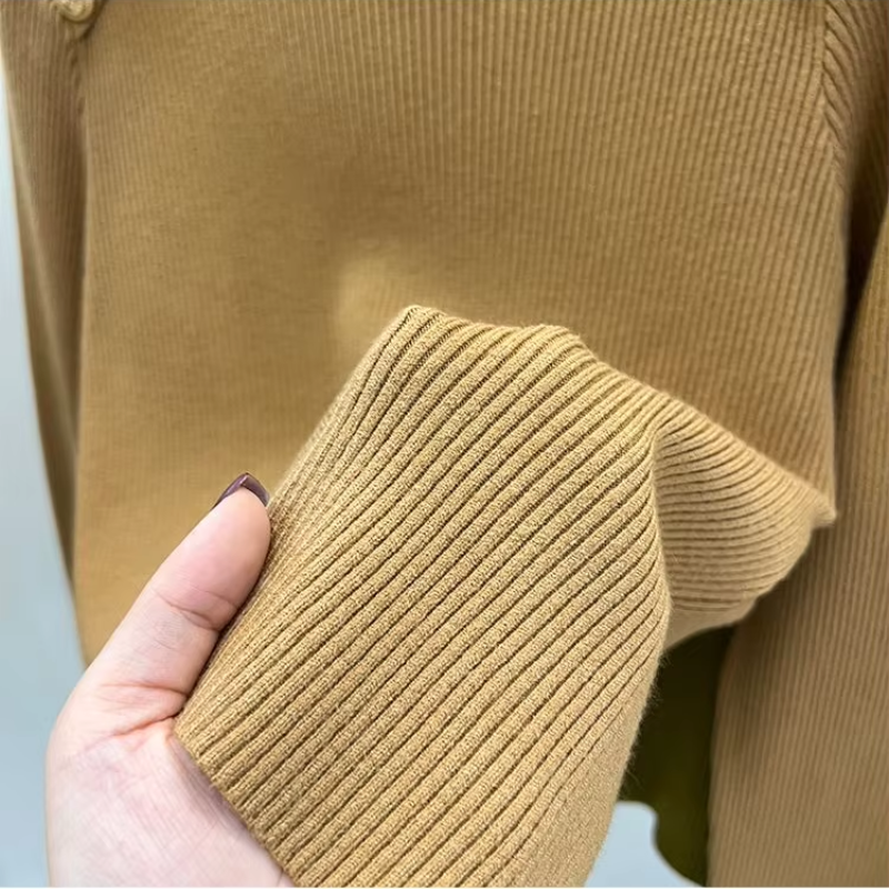 Elegante slim-fit gebreide coltrui met knopen voor dames | Ideaal voor herfst/winter