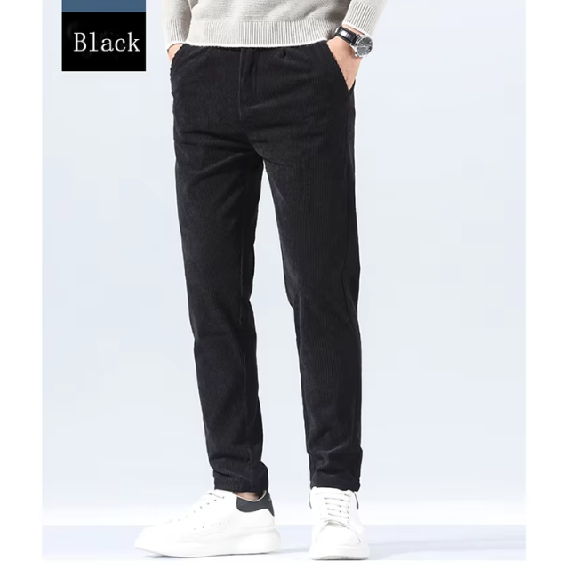 Stijlvolle corduroy broek met slim fit en plooien aan de voorkant voor heren | Ideaal voor herfst/winter