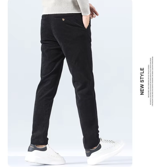 Stijlvolle corduroy broek met slim fit en plooien aan de voorkant voor heren | Ideaal voor herfst/winter