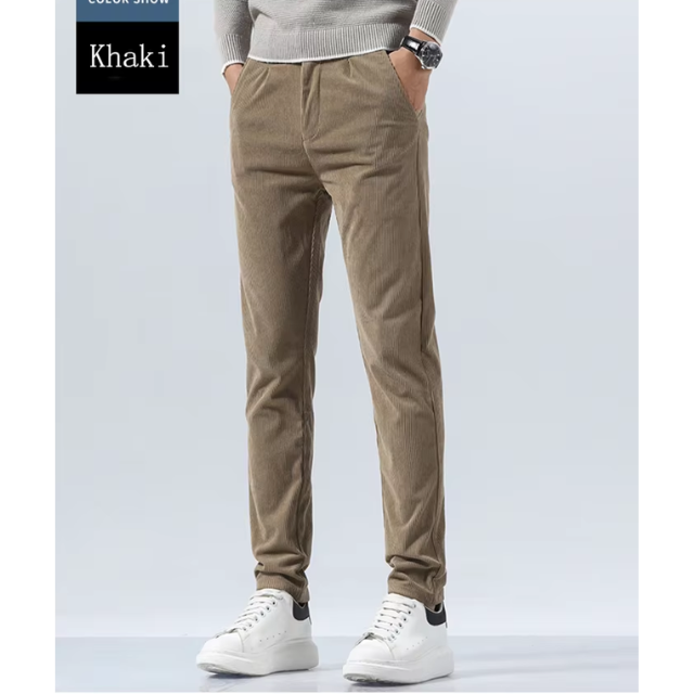 Stijlvolle corduroy broek met slim fit en plooien aan de voorkant voor heren | Ideaal voor herfst/winter