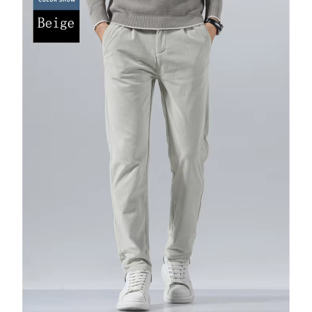 Stijlvolle corduroy broek met slim fit en plooien aan de voorkant voor heren | Ideaal voor herfst/winter