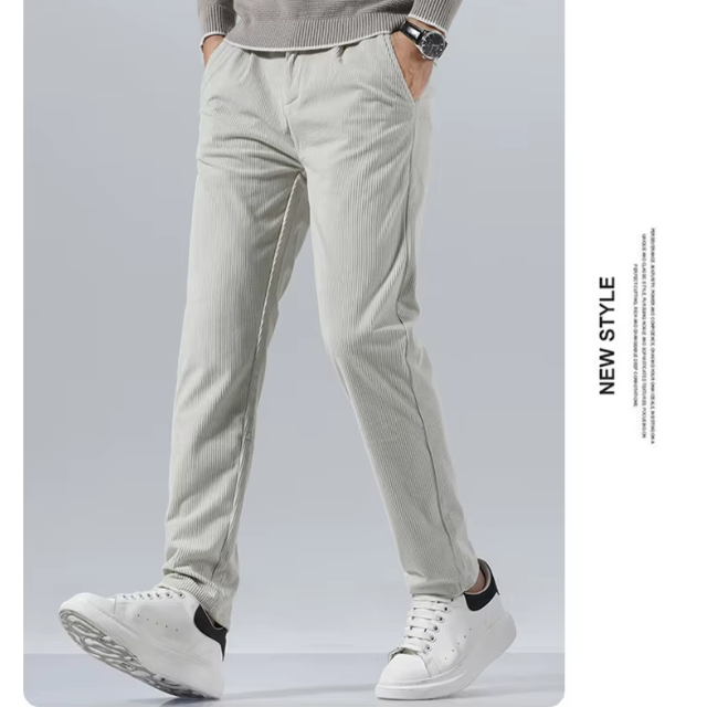 Stijlvolle corduroy broek met slim fit en plooien aan de voorkant voor heren | Ideaal voor herfst/winter