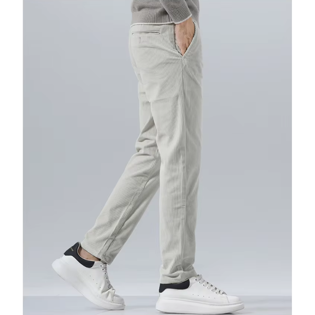 Stijlvolle corduroy broek met slim fit en plooien aan de voorkant voor heren | Ideaal voor herfst/winter