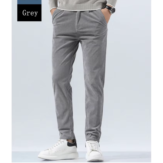Stijlvolle corduroy broek met slim fit en plooien aan de voorkant voor heren | Ideaal voor herfst/winter