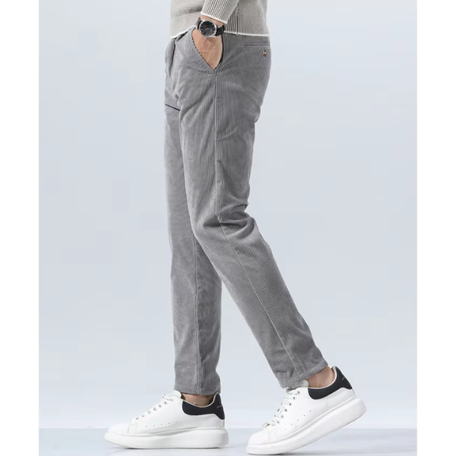 Stijlvolle corduroy broek met slim fit en plooien aan de voorkant voor heren | Ideaal voor herfst/winter