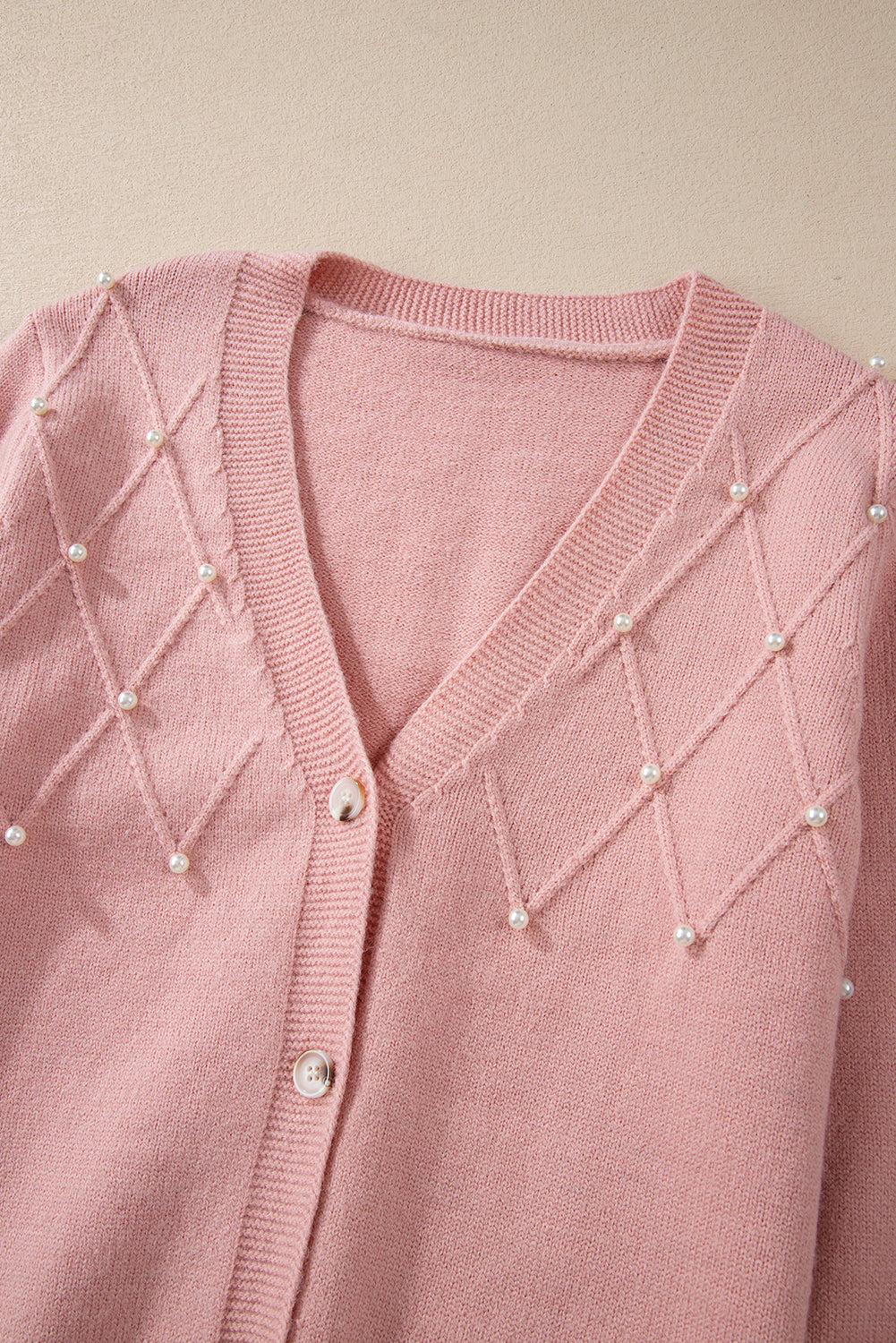 Roze kasjmier vest met parel voor dames | Ideaal voor herfst/winter