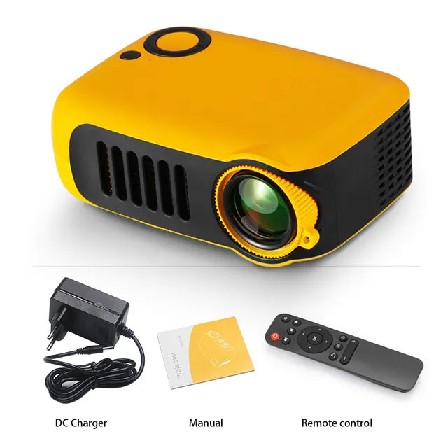 Zwarte mini projector voor slimme thuisbioscoopervaring