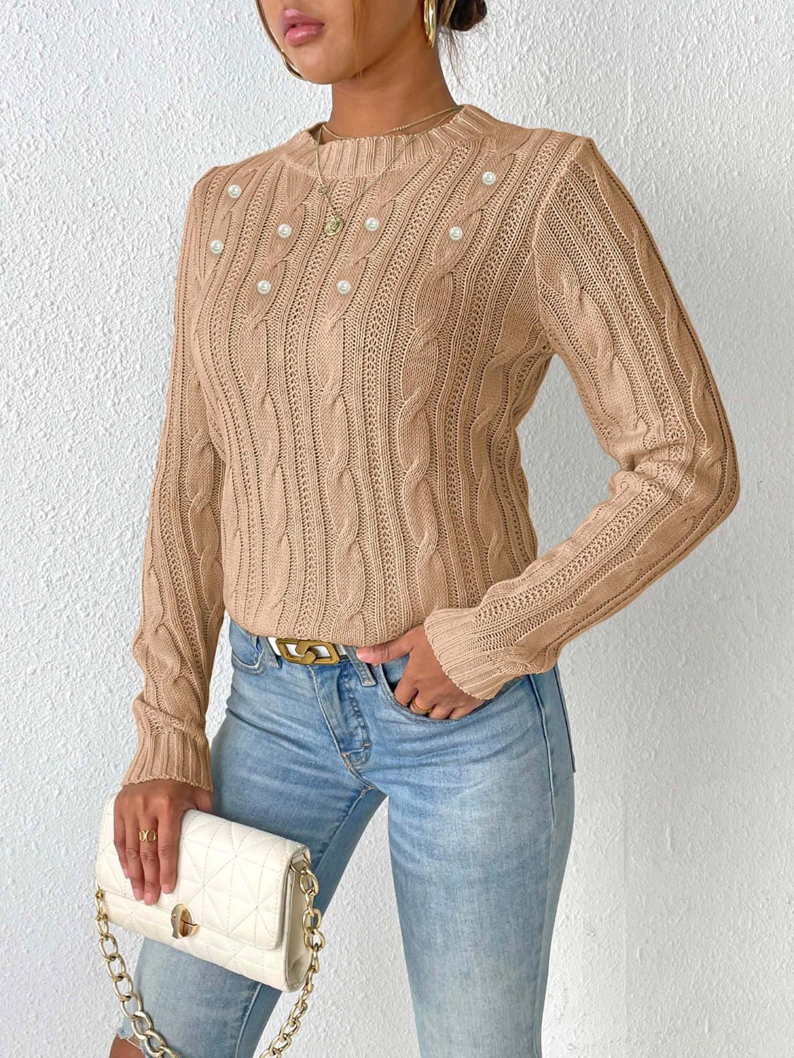 Stijlvolle trui met volumineuze kabelpatronen voor dames | Ideaal voor de herfst/winter