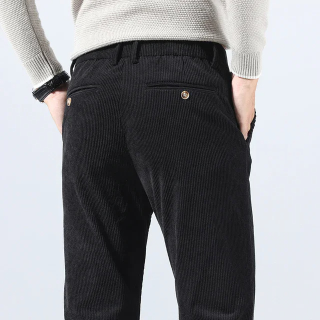 Stijlvolle corduroy broek met slim fit en plooien aan de voorkant voor heren | Ideaal voor herfst/winter