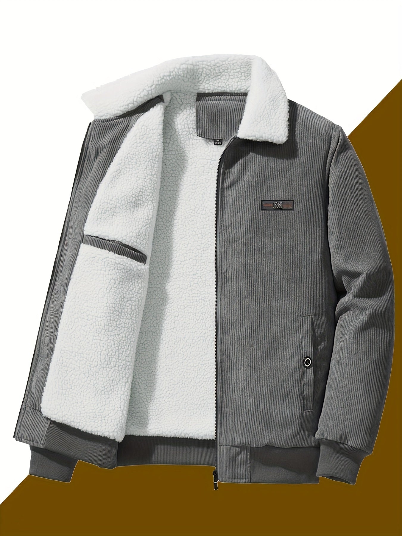Retro warme winterjas met lange mouwen en label patch voor mannen | deal voor de winter