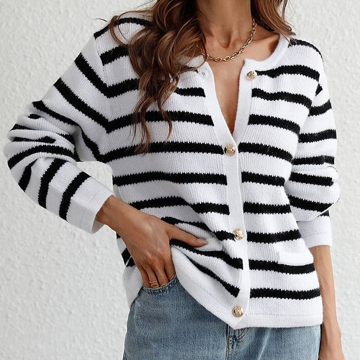 Elegant gestreept vest met knopen voor dames | Ideaal voor herfst/winter