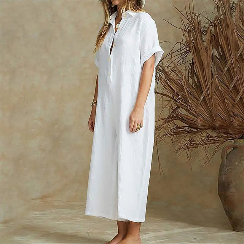 Jumpsuit met korte mouwen en knoopjes voor dames, ideaal voor de zomer