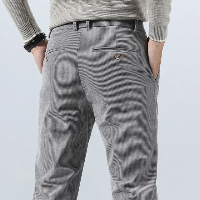 Stijlvolle corduroy broek met slim fit en plooien aan de voorkant voor heren | Ideaal voor herfst/winter