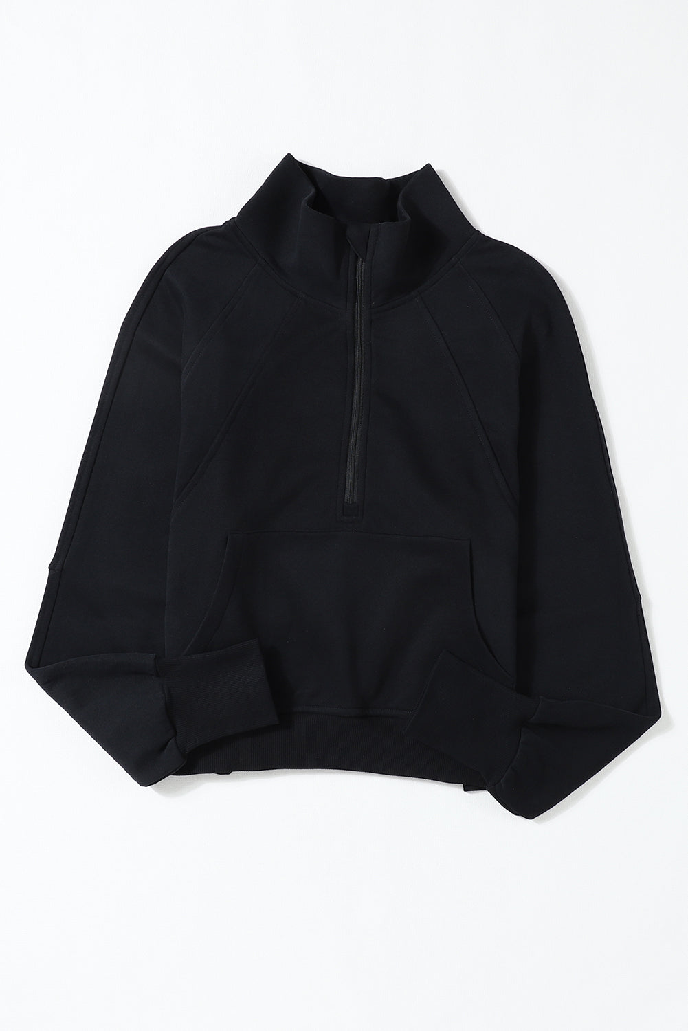 Stijlvolle Bruine Sweatshirt met Rits, Opstaande Kraag en Duimgaten – Perfect voor Casual Comfort