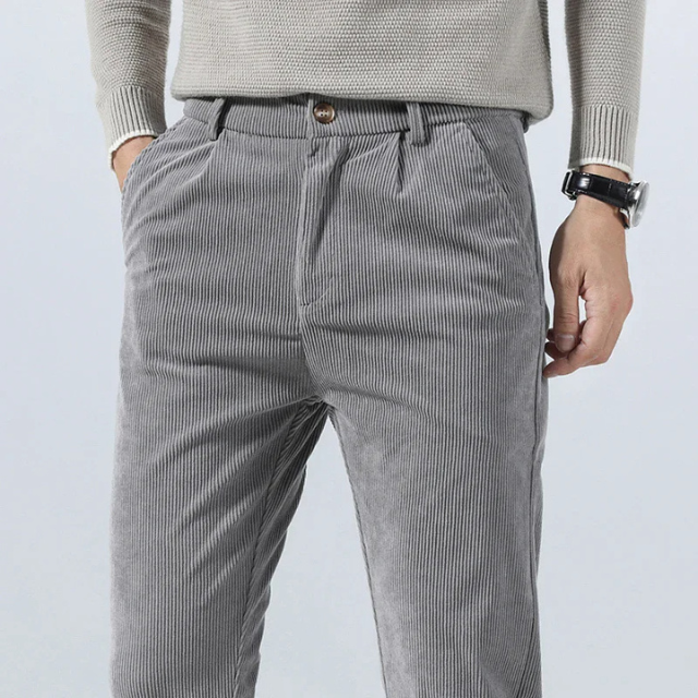 Stijlvolle corduroy broek met slim fit en plooien aan de voorkant voor heren | Ideaal voor herfst/winter