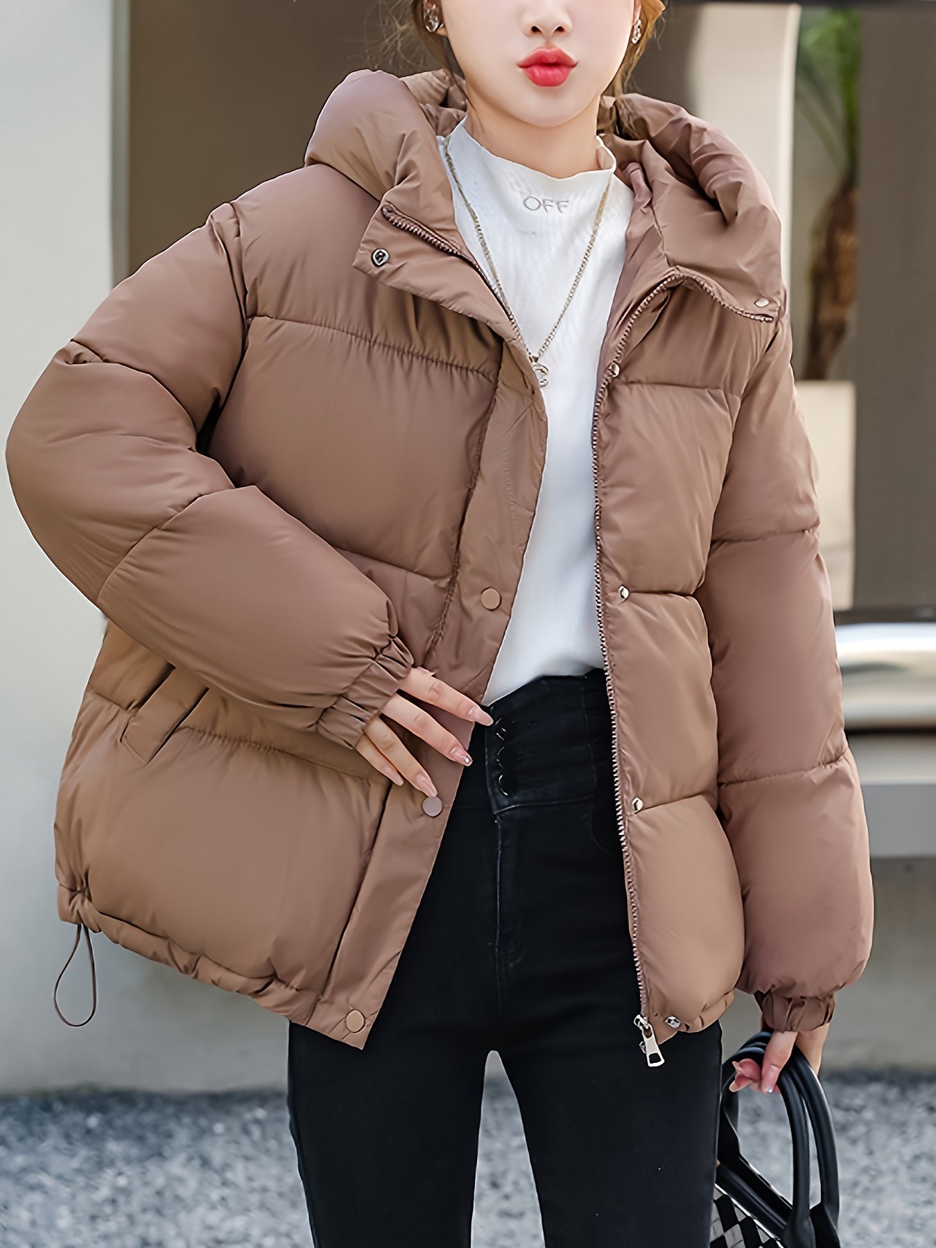 Casual puffy winterjas met vulling en rits voor vrouwen | Ideaal voor herfst/winter