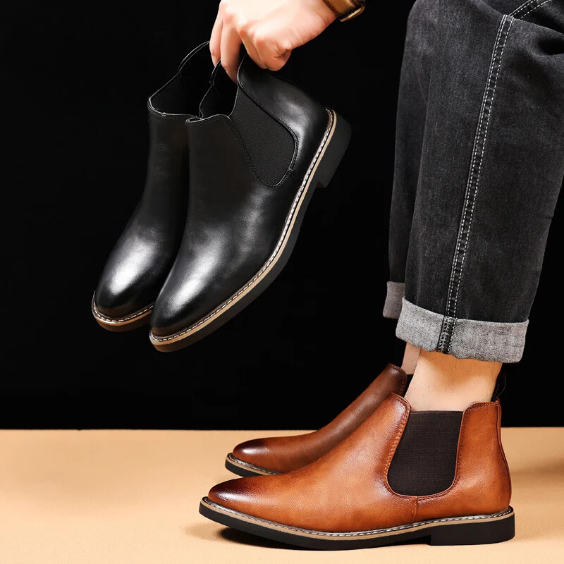 Glanzende Chelseaboots Met Elastische Zijde Voor Mannen | Ideaal voor Herfst/Winter