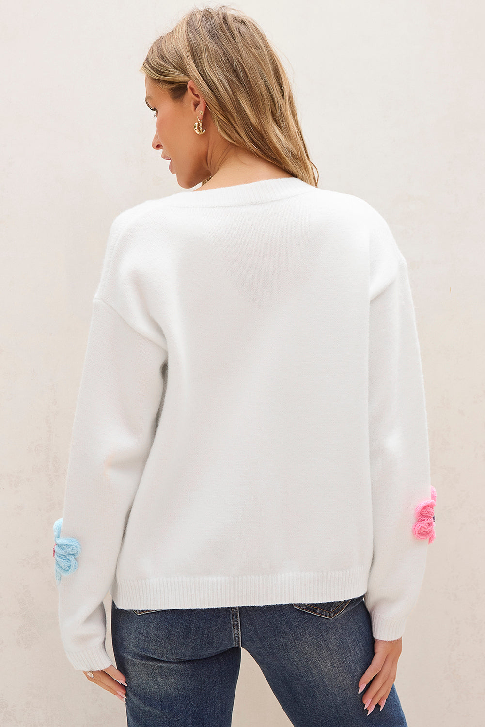 Warm geborduurd vest met bloemen en knopen voor dames | Ideaal voor herfst/winter