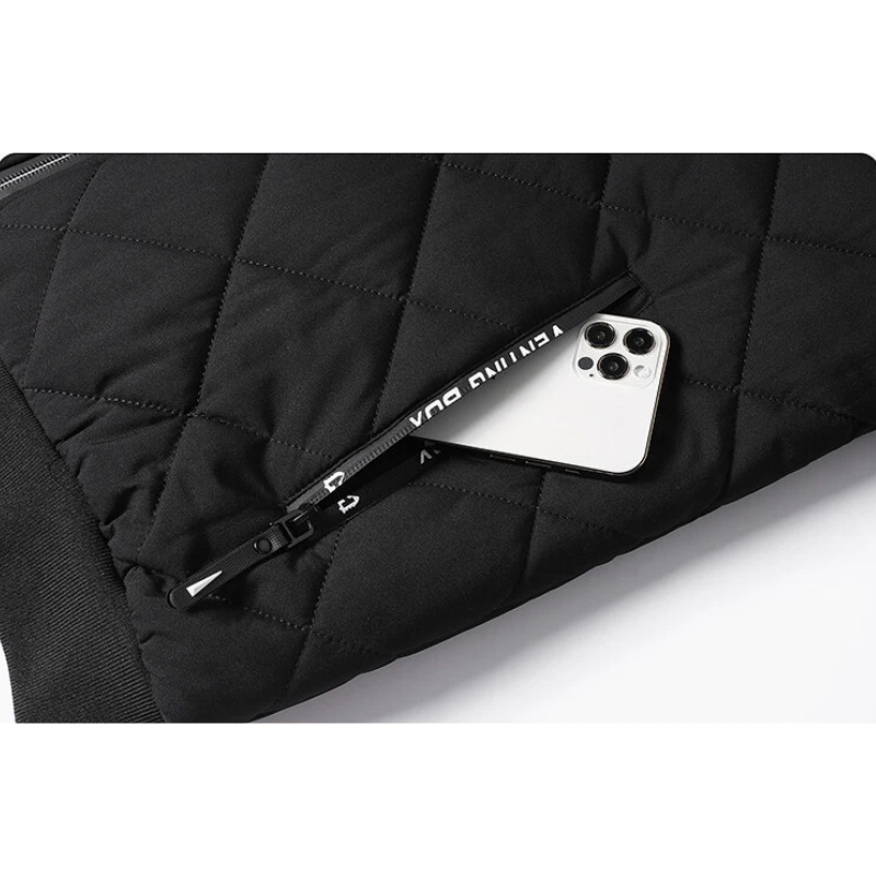 Heren Slim Fit Zip Puffer Jacket met capuchon en zakken Perfect voor Herfst/Winter