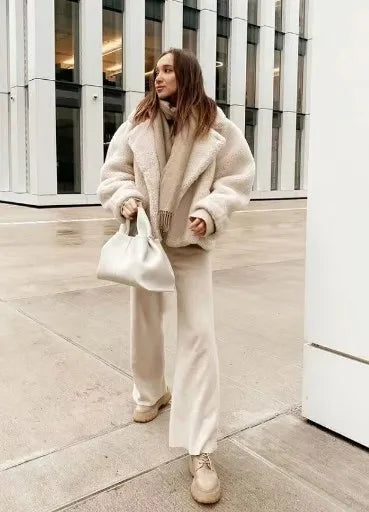 Elegante Vrouwen Warme Oversize Teddy Pluche Winterjas met Imitatiebont Perfect voor Herfst/Winter