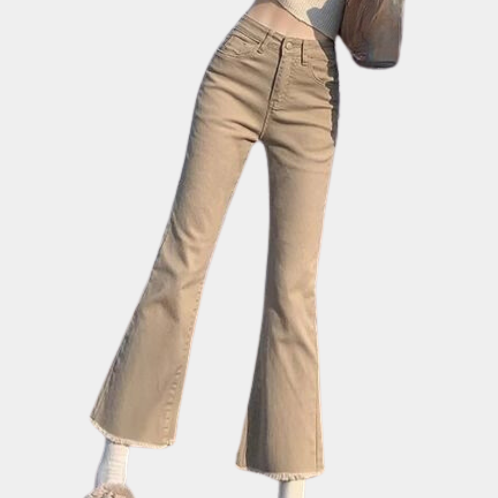 Trendy damesjeansbroek met uitlopende pasvorm