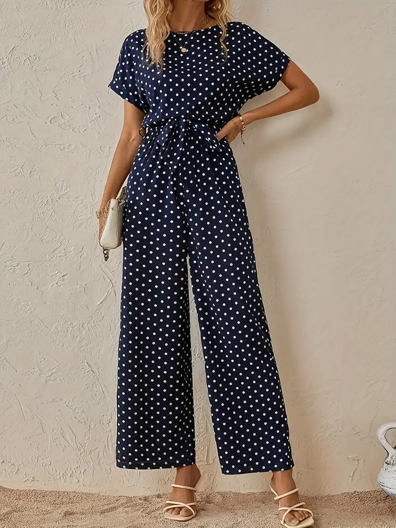 Zomerse Polka Dots Jumpsuit met Korte Mouwen in Diverse Kleuren
