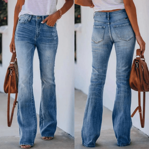 Trendy mid-waisted flared denim jeans voor dames | Perfect om elke dag te dragen