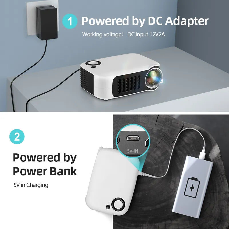 Zwarte mini projector voor slimme thuisbioscoopervaring