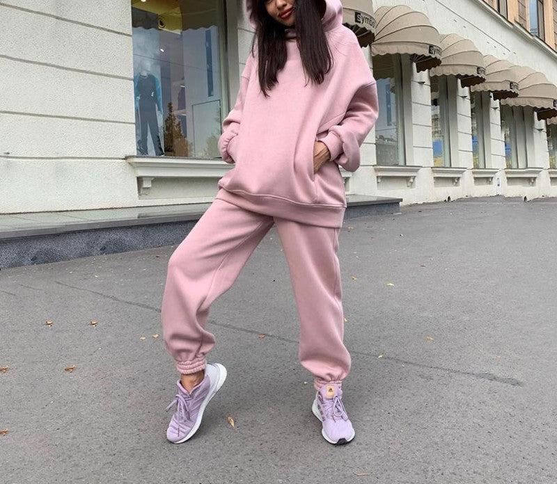 Comfortabele joggingset met capuchon en joggingbroek voor dames in de winter | Ideaal voor de lente en zomer