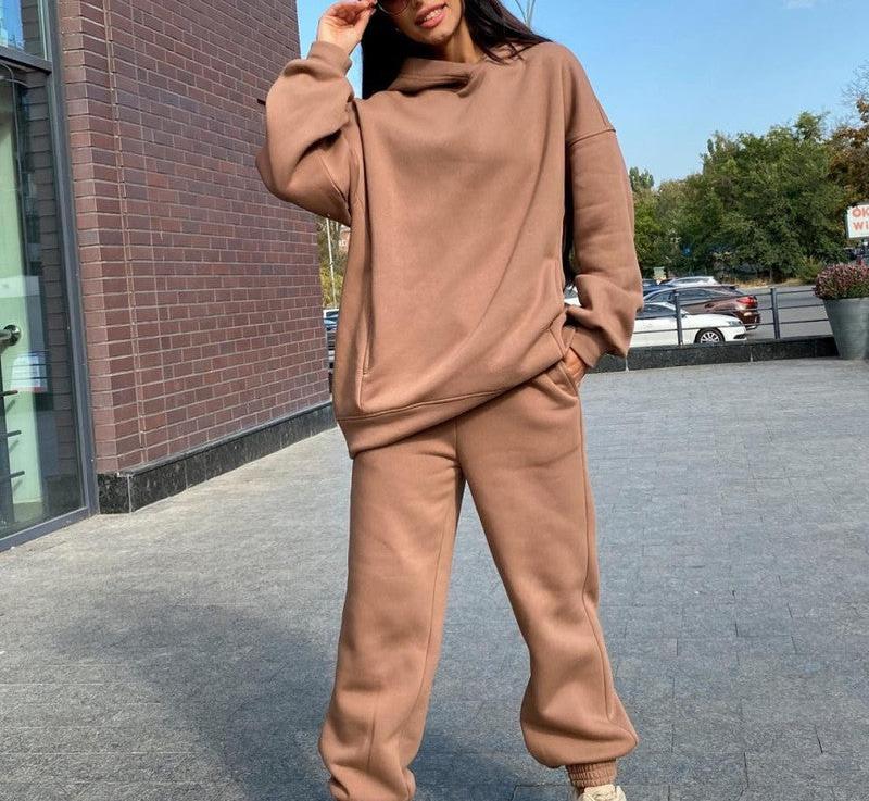 Comfortabele joggingset met capuchon en joggingbroek voor dames in de winter | Ideaal voor de lente en zomer