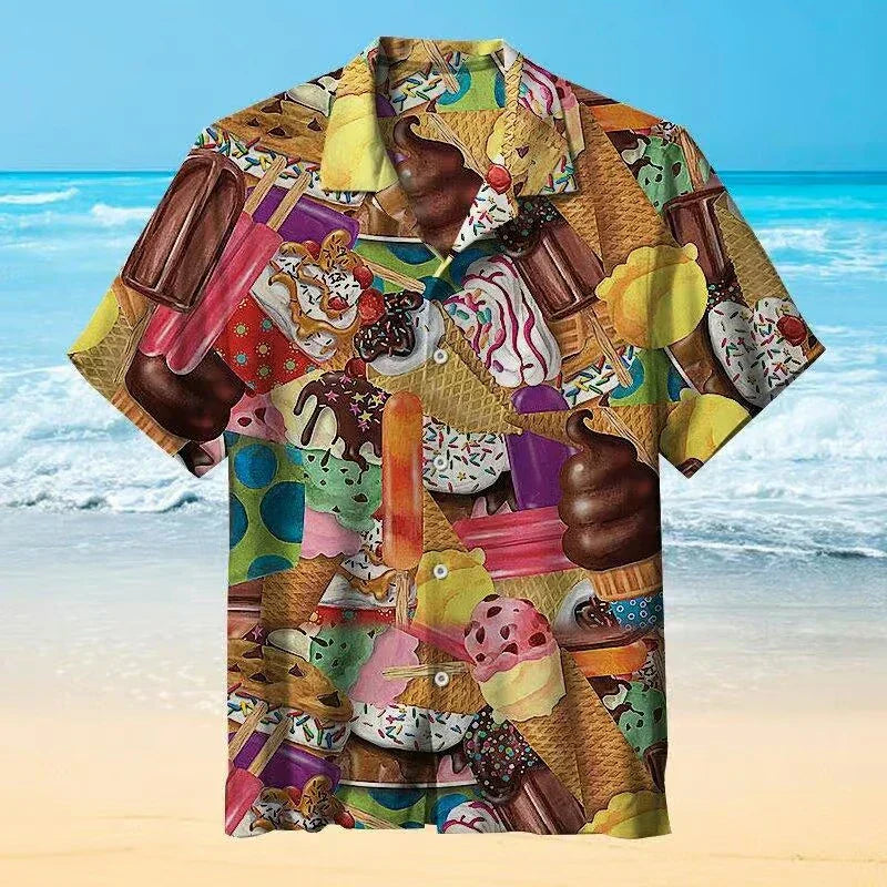 Polo shirt heren met ijsjesontwerp zomers design