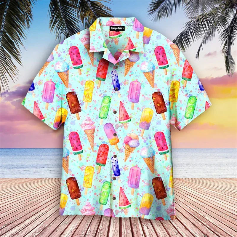 Polo shirt heren met ijsjesontwerp zomers design