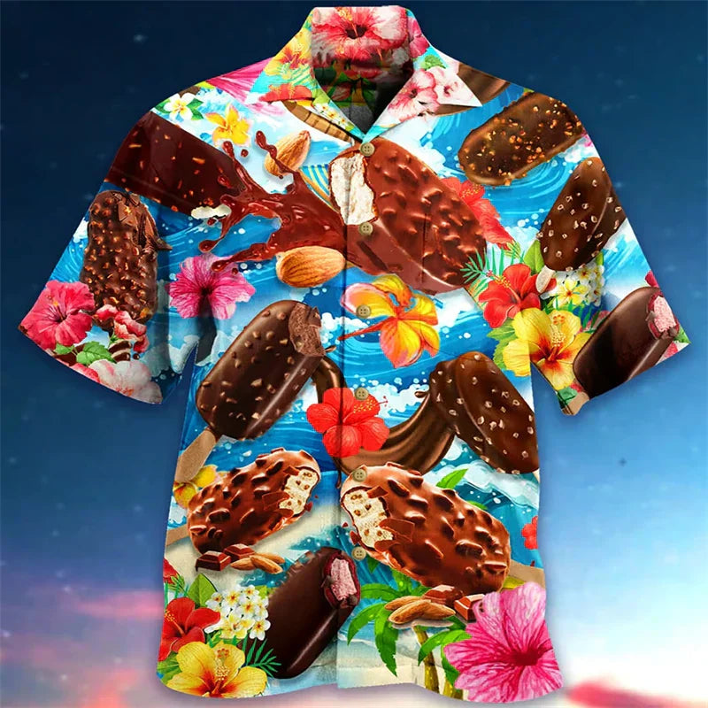 Polo shirt heren met ijsjesontwerp zomers design