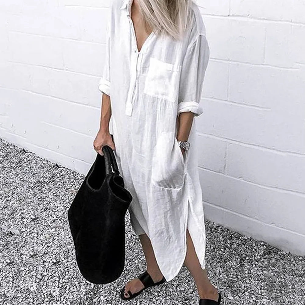Witte Comfortabele Bora Mode Jurk Stijlvol