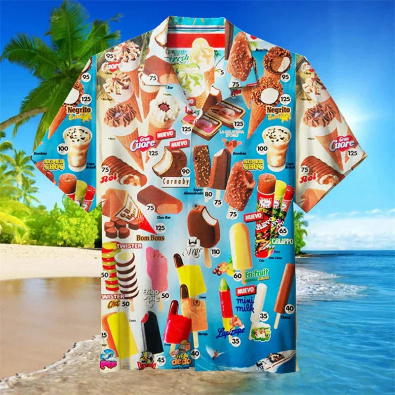 Polo shirt heren met ijsjesontwerp zomers design