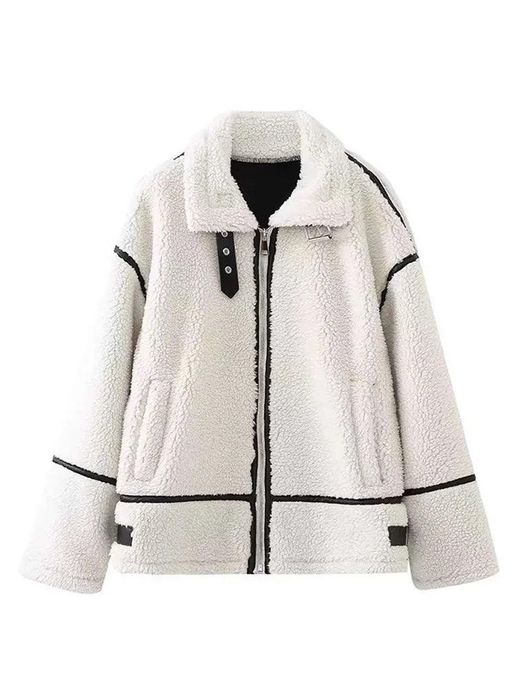 Elegante warme pluche Teddy Winterjas met Ritssluiting voor Vrouwen | Perfect voor Herfst/Winter