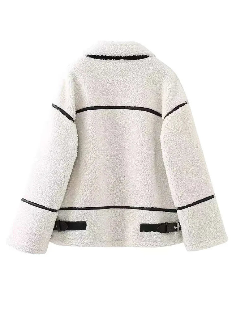 Elegante warme pluche Teddy Winterjas met Ritssluiting voor Vrouwen | Perfect voor Herfst/Winter