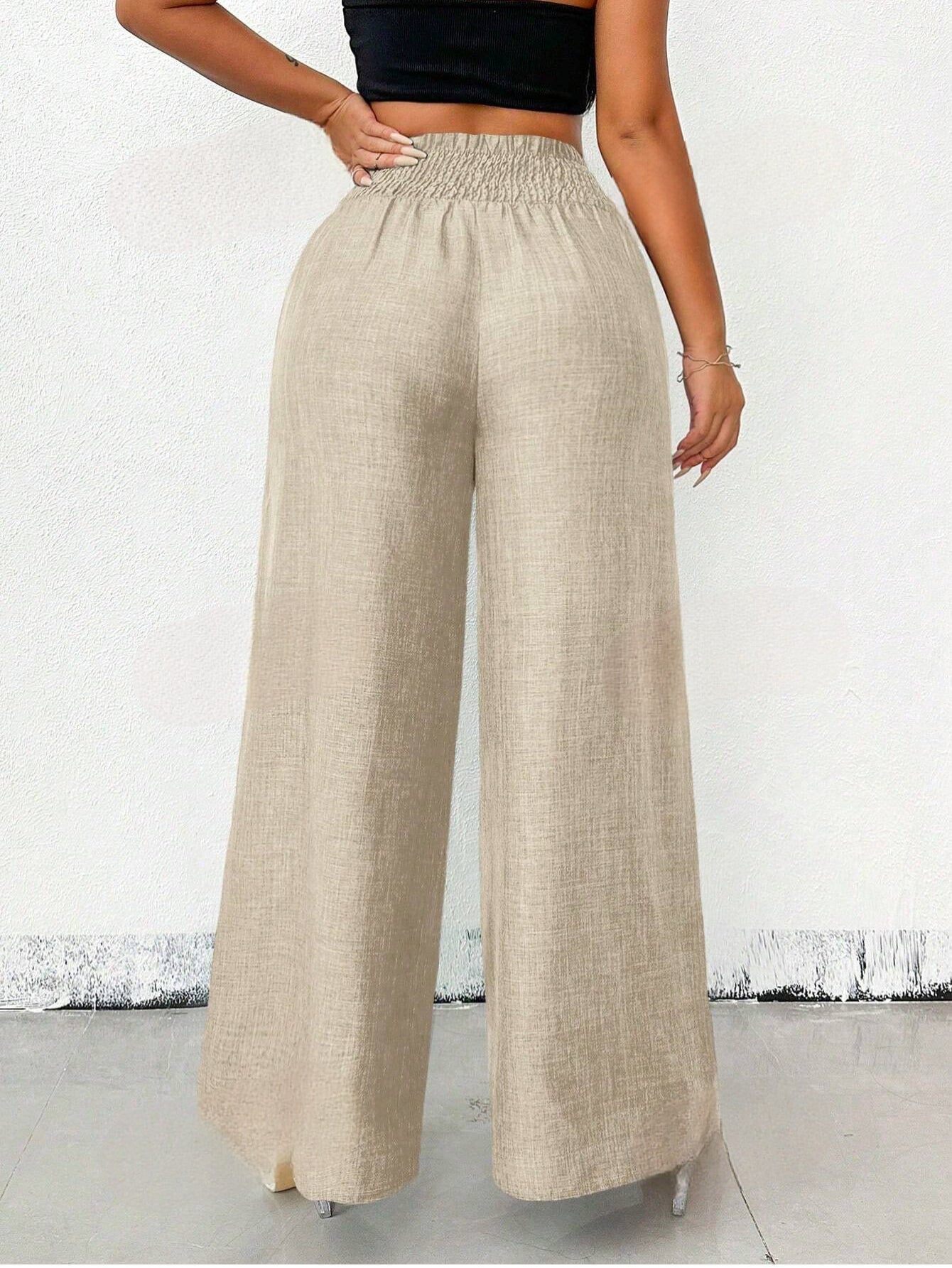 Dames Linnen Broek met Metalen Ketting | Casual Losse Wijde Fit