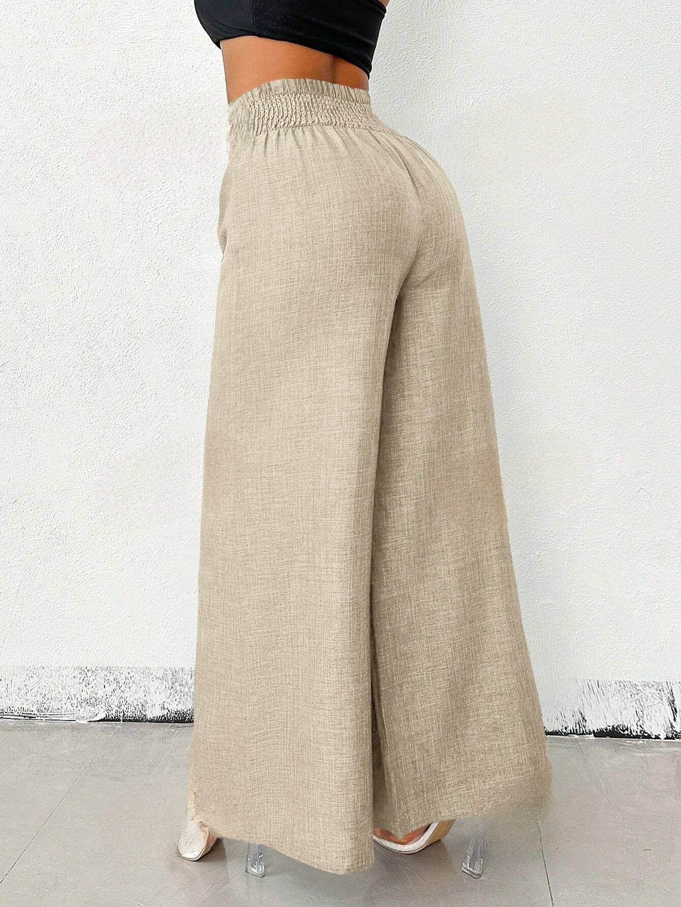 Dames Linnen Broek met Metalen Ketting | Casual Losse Wijde Fit