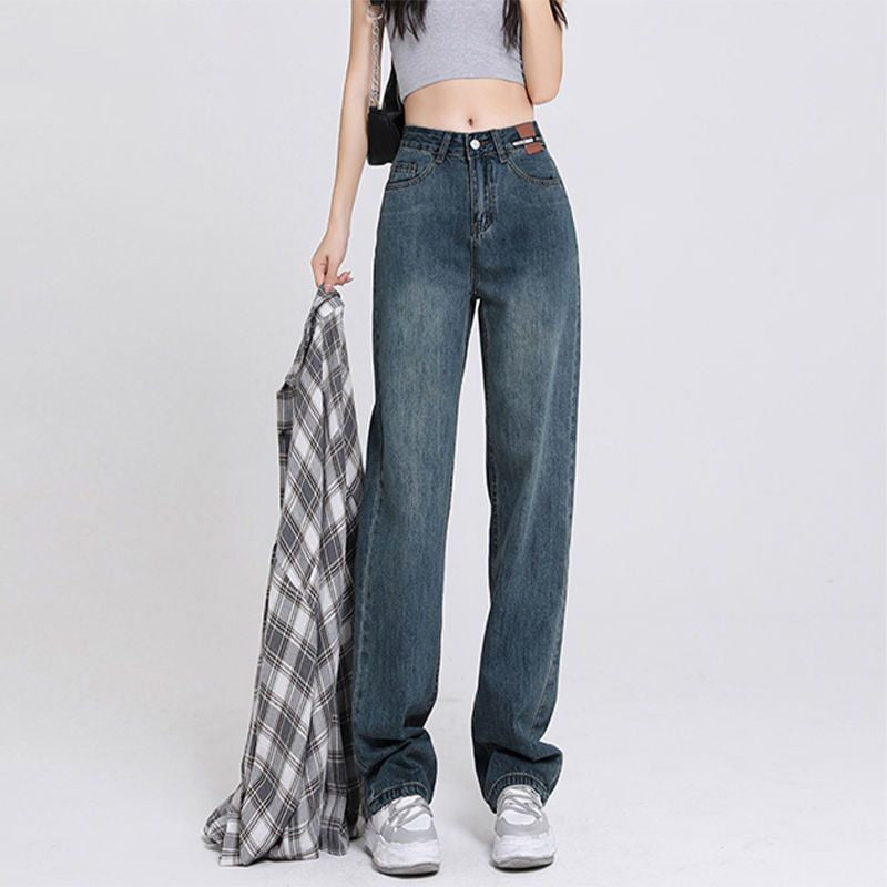 Trendy wijde denim broek met hoge taille voor dames Perfect voor casual dagen