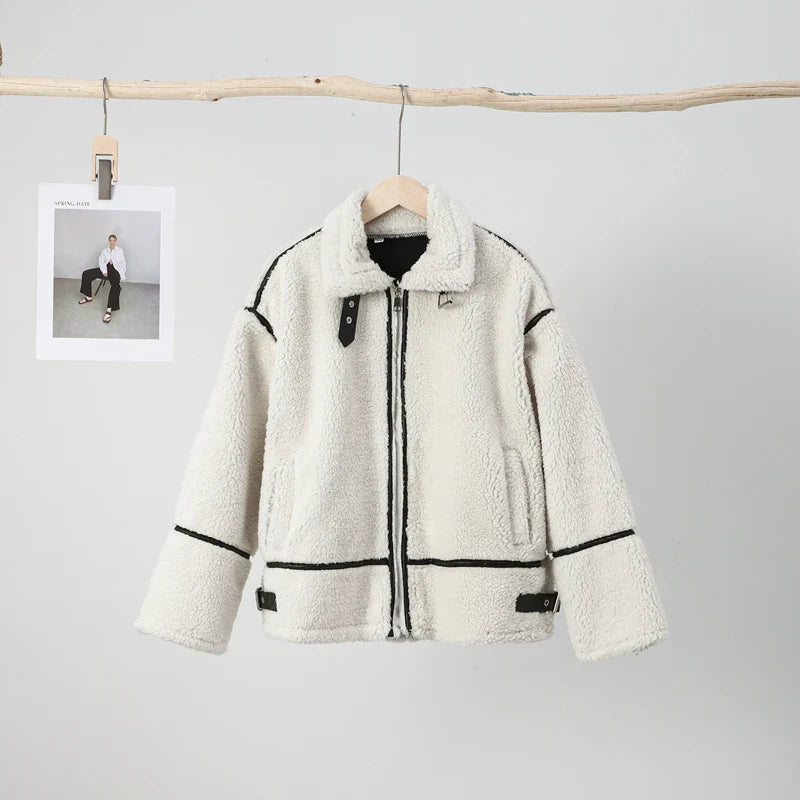 Elegante warme pluche Teddy Winterjas met Ritssluiting voor Vrouwen | Perfect voor Herfst/Winter