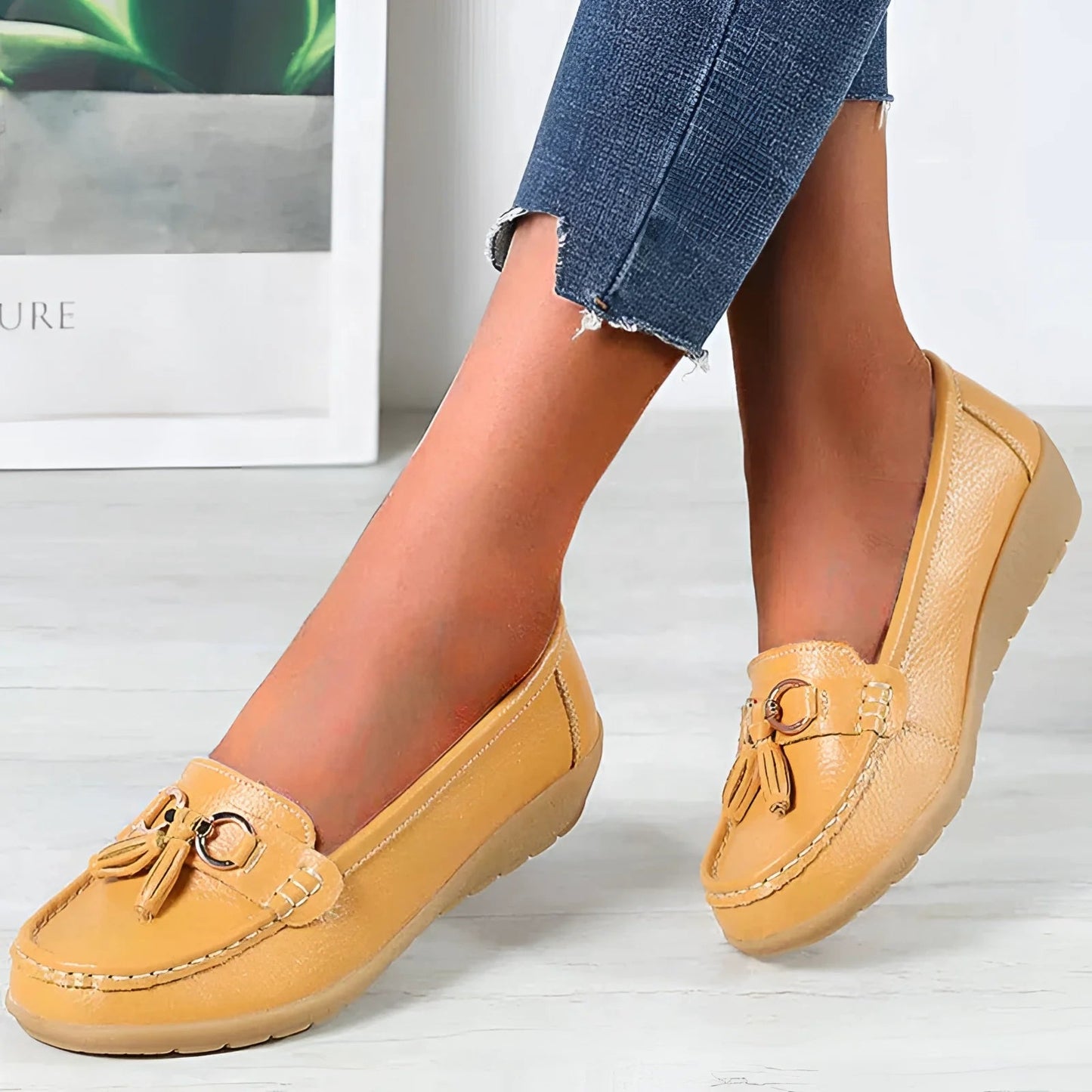 Dames leren loafers comfortabel met gespen