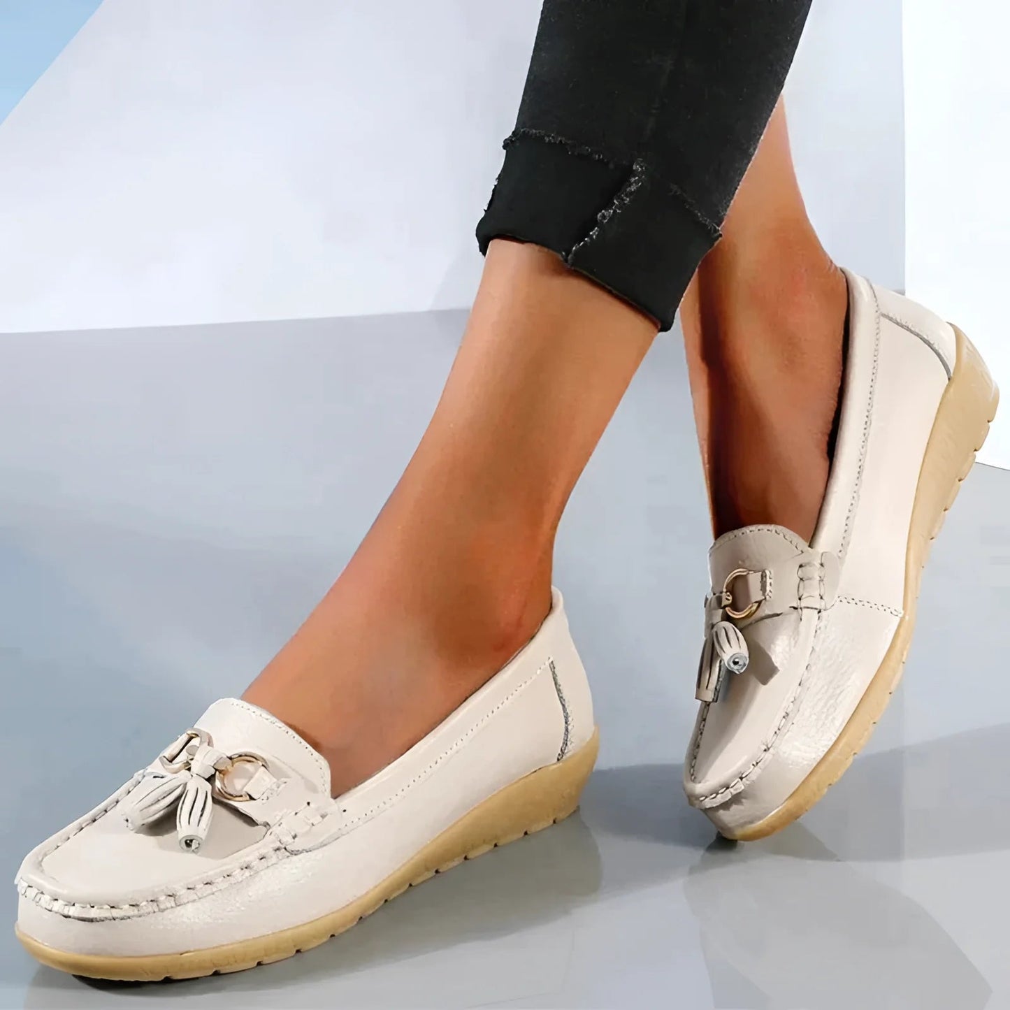 Dames leren loafers comfortabel met gespen