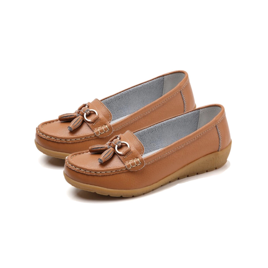 Dames leren loafers comfortabel met gespen