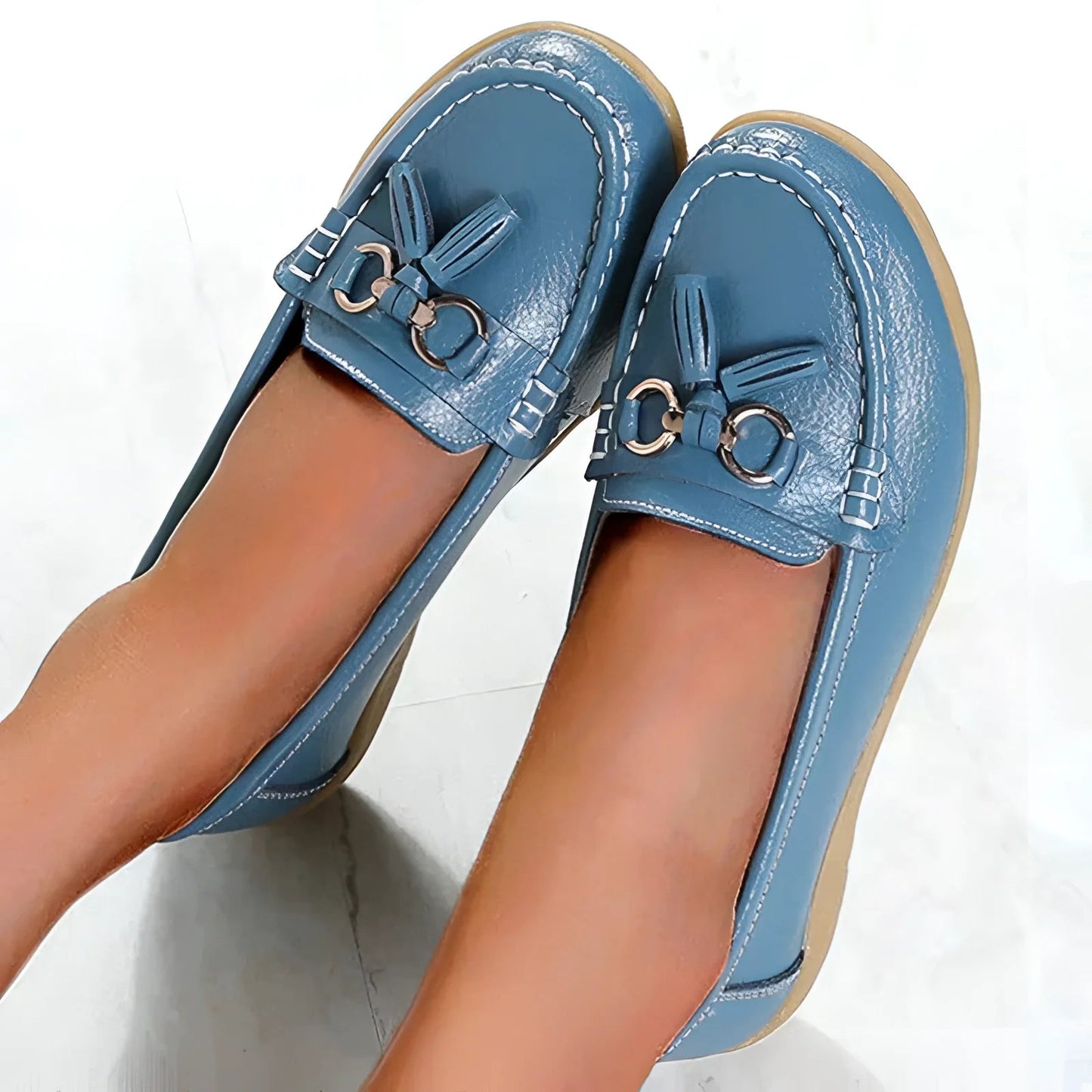 Dames leren loafers comfortabel met gespen
