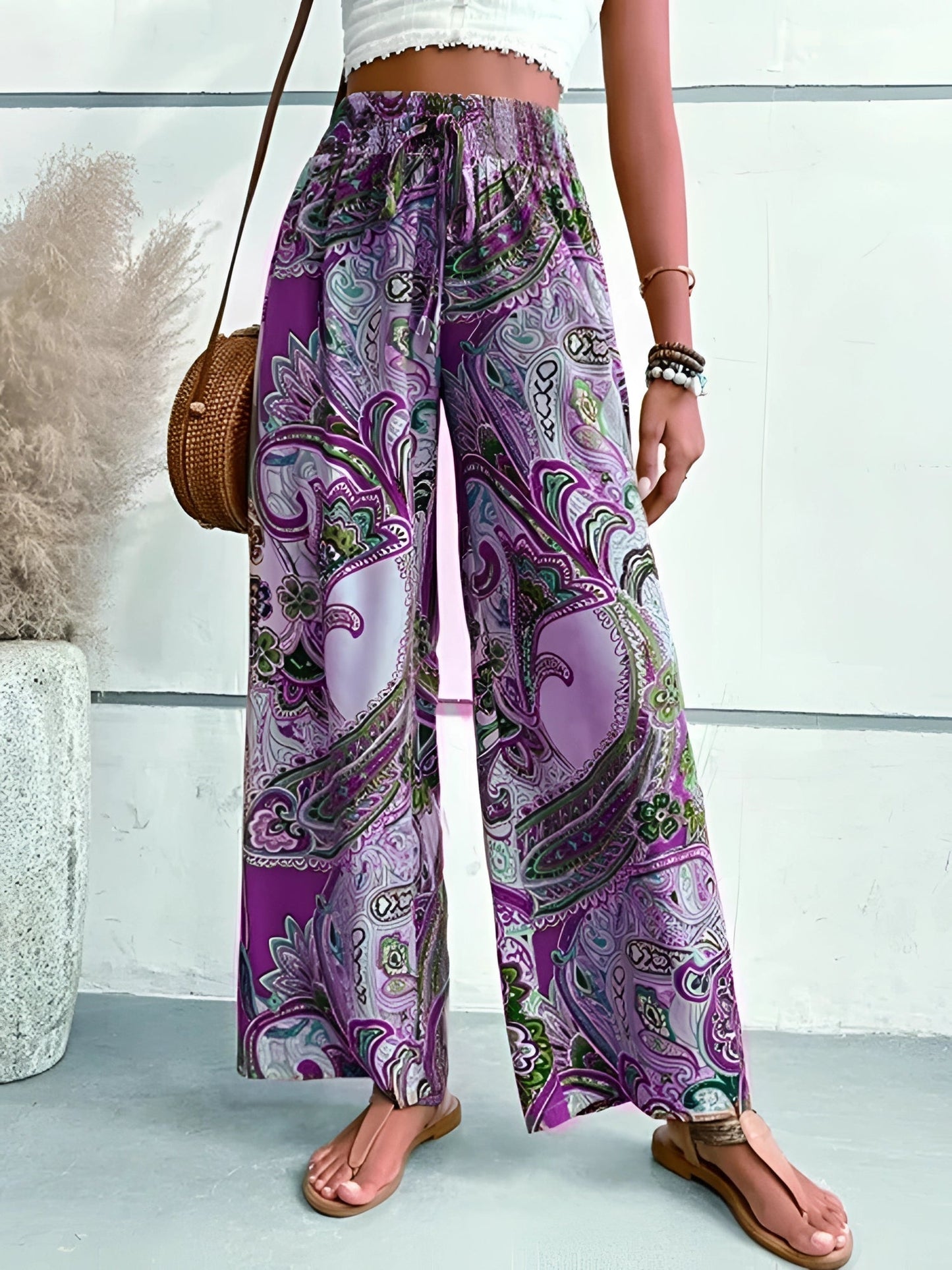 Palazzo broek paisley-ethno print dames zomerstijl