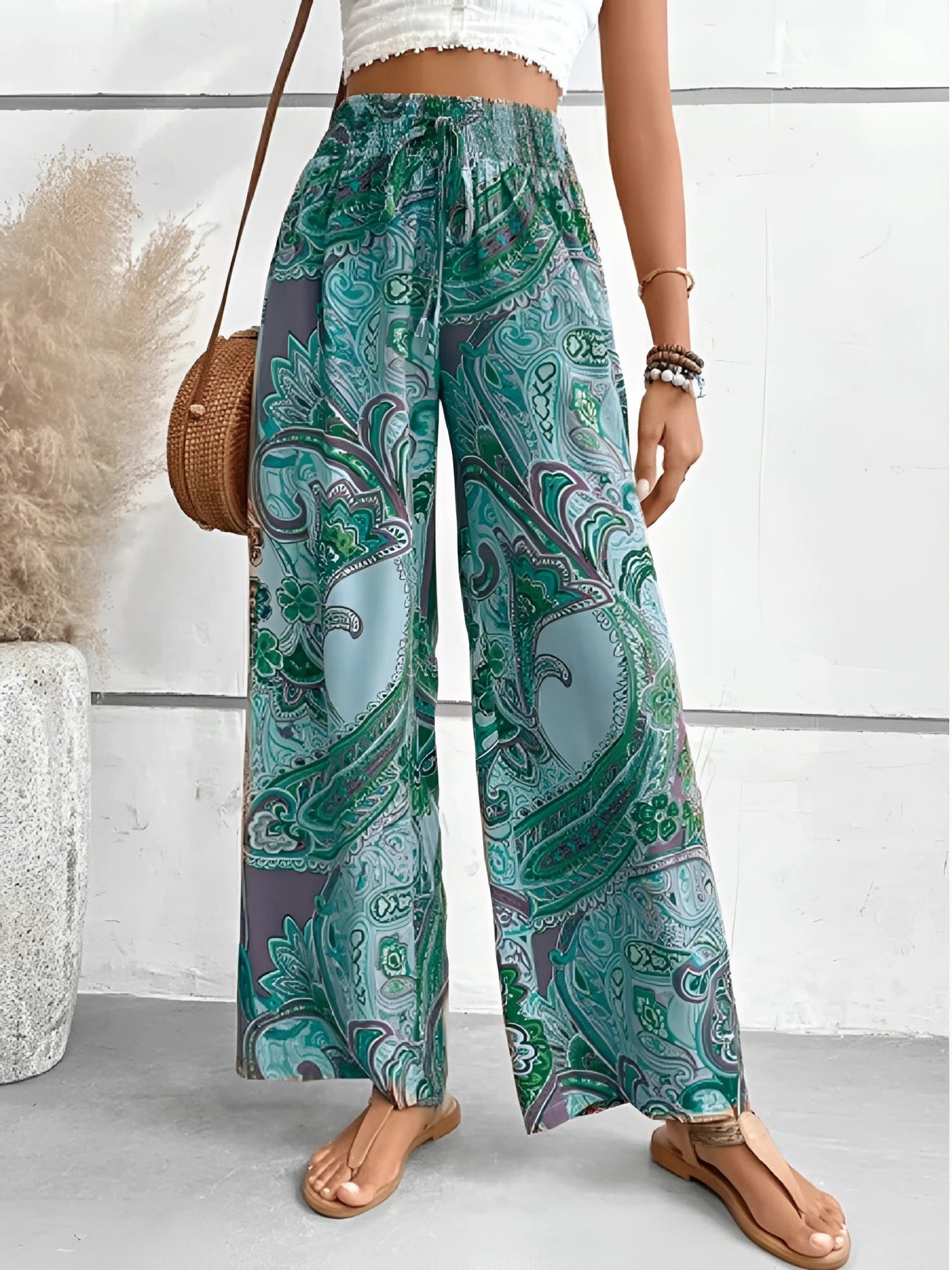 Palazzo broek paisley-ethno print dames zomerstijl