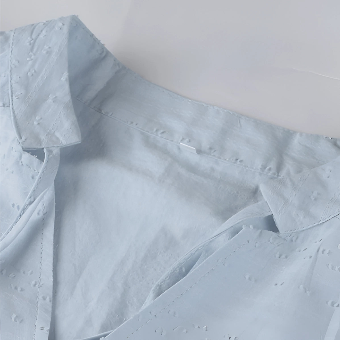Blauwe katoenen V-hals zomerjurk middellang strandstijl